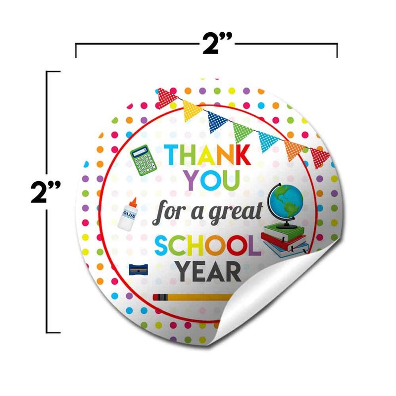 Amanda Creation Thanks for a Great School Year Teacher Appreciation Thank You Sticker Labels, 40 2" Party Circle Stickers by AmandaCreation, Great for Envelope Seals & Gift Bags - Image 2